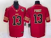 Men's San Francisco 49ers #13 Brock Purdy Red 75th Patch Golden Edition Stitched Nike Limited Jersey Dzhi,baseball caps,new era cap wholesale,wholesale hats